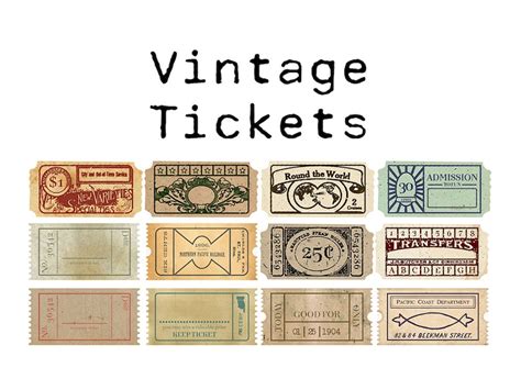 Digital Vintage Ticket Ephemera Collage Sheet Etsy
