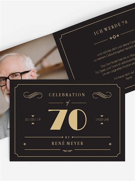 Forever handmade pop up karte zum 70. Einladungskarten 70. Geburtstag "Gatsby"