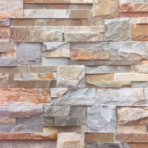 Brown Slate Brick Stone Style Wallpaper Luxury 3d Embossed Paste The