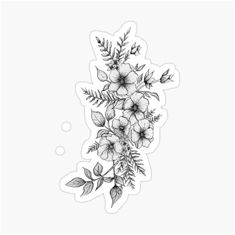 Multiple Flowers Black And White Traditional Tattoo Poster