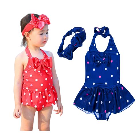 2pcs Kids Baby Girls Bikini Set Polka Dots Bowknot Girl Swimsuit