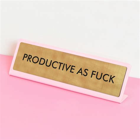 productive as fuck desk plate sign flamingo candles