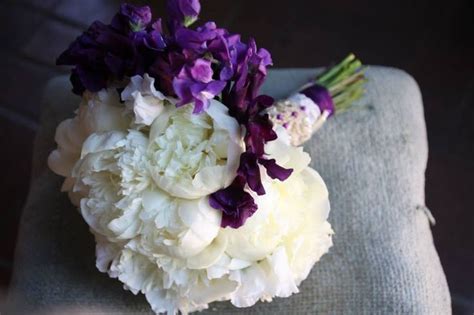 Wedding Bouquet Of Garden Roses Peonies And Sweet Peas White Bridal