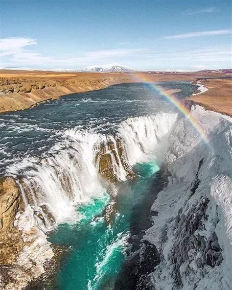 Gulfoss Iceland Nature Destinations Gullfoss Waterfall Landscape