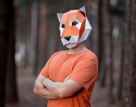 Máscara de Tigre de Papel Plantillas para imprimir Máscara Etsy España