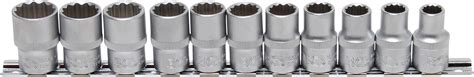 Clé mâle facom 6 pans longue 12mm. Douilles 12 pans Carré 1/2" 10 - 21 mm 11 pièces