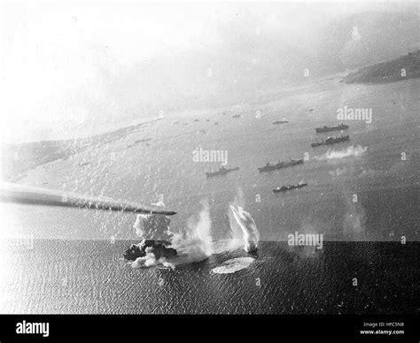 Japanese Merchant Ship Hit At Truk In February 1944 Stock Photo Alamy