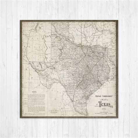 Details About Map Of Texas 1866 Antique State Map Rolled Canvas Texas