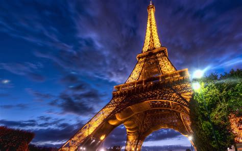 Papel De Parede Céu Torre Eiffel Paris França Luz Noturna