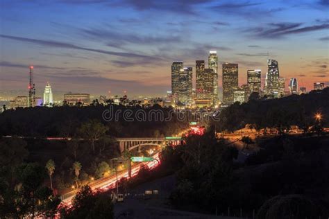 Beautiful Los Angeles Downtown Sunset View Stock Image Image Of