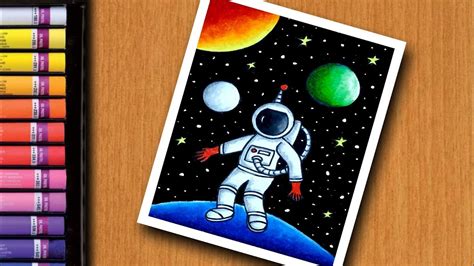 Easy Space Drawing For Beginners With Colours Youtube