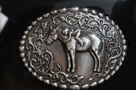 Nocona Western Belt Buckle Girls Kids Horse Silver 37672 For Sale