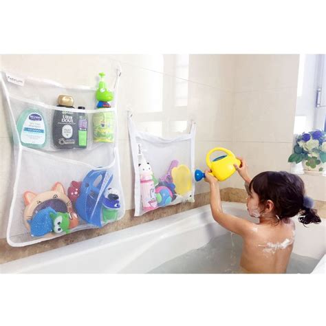 Bath Toy Net 4 Pockets Strong Storage Mesh Bag Set Hanging Bathroom