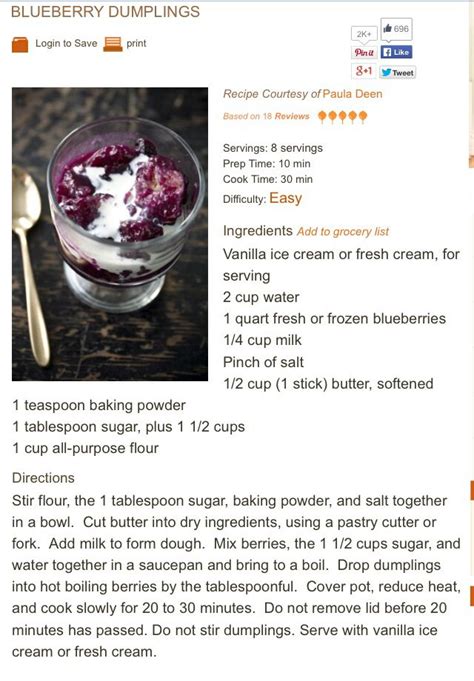 Boneless chuck roast 1 1/2 teaspoons house seasoning (recipe below) 1/4 cup vegetable oil 1 onion, thinly sliced 3 bay leaves 3 or 4 beef bouillon 3. Paula Deen's Blueberry Dumplings | Blueberry dumplings ...