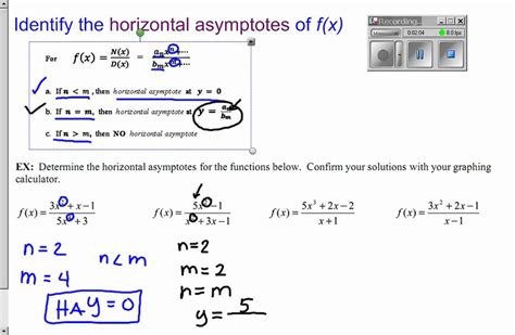 Process for graphing a rational function. 2 6 Finding Horizontal Asymptote - YouTube