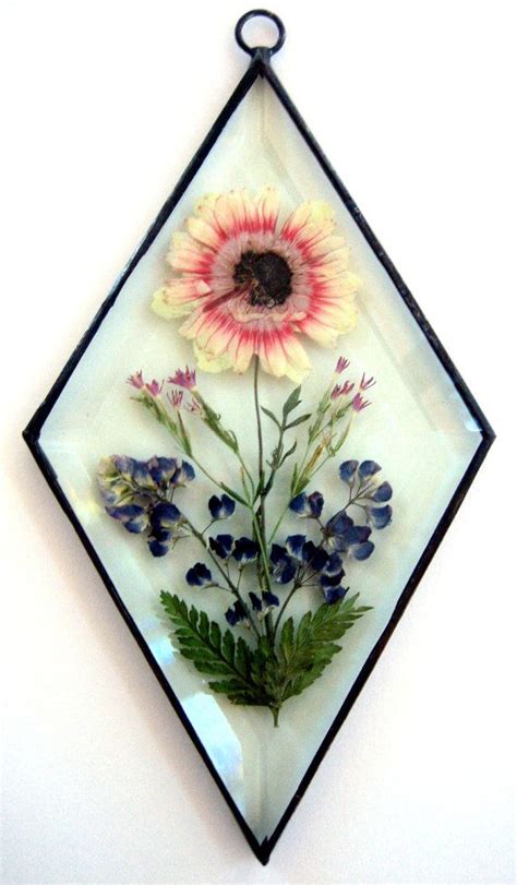 Stained Glass Pressed Flower Bevel By Passionflowerglass On Etsy