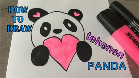 Kawaii Tekenen Makkelijk Panda Leren Valentijnsdag Schattige Valentijn