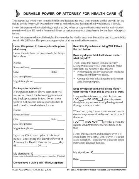 Free Tennessee Power Of Attorney Forms Word PDF EForms Tanger