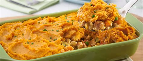 Turkey Shepherds Pie With Sweet Potato Topping Campbell S Kitchen