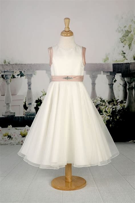 This Traditional Satin And Organza Flower Girl Dress Has Rose Satin