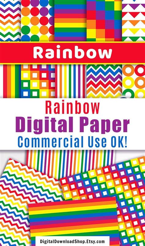 Rainbow Digital Papers These 10 Bright And Colorful Rainbow Digital