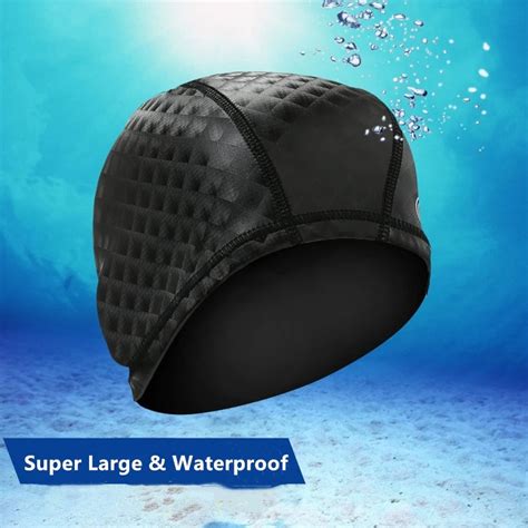 Pu Waterproof Swimming Caps Protect Ears Long Hair Sports Swim