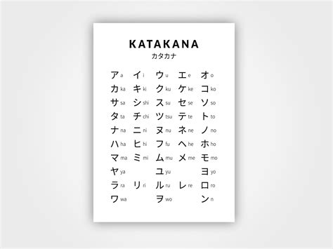 japanese alphabet poster hiragana katakana chart print etsy