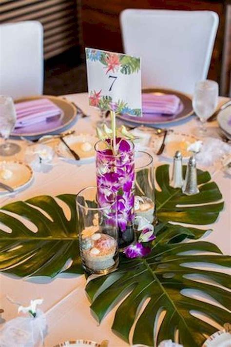 65 Romantic Tropical Wedding Ideas Reception Centerpiece Bellestilo