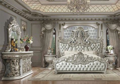 Baroque Rich Gold Cal King Bedroom Set 5pcs Traditional Homey Design Hd