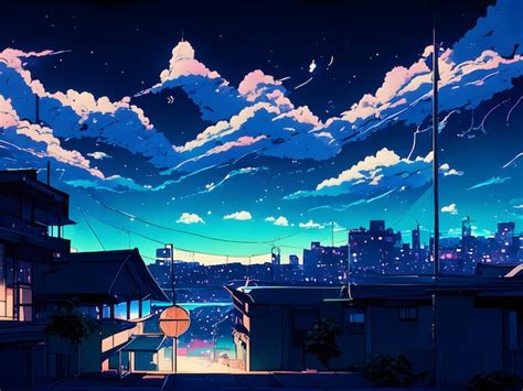 Premium Ai Image Anime Cityscape In The Night