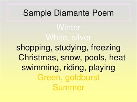 Ppt Diamante Poem Powerpoint Presentation Free Download Id9397013