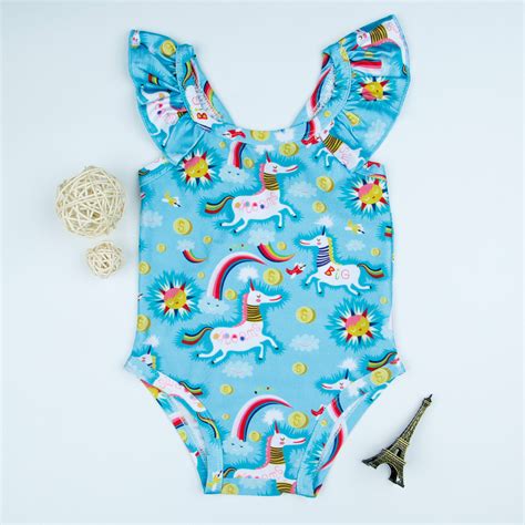 Unicorn Printed Swimsuit Toddler Swimwear Kids Swimwear For Girls