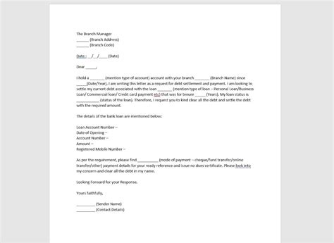 Bank Loan Settlement Letter Template, Bank Loan Settlement Letter, Bank