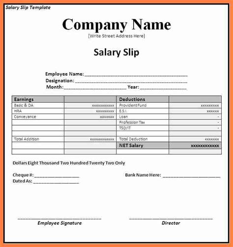 Format For Drivers Salary Slip Template Supernalpo
