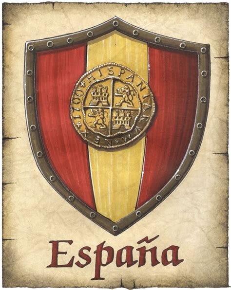 Espana Spanish Crest Artwork Spain Heraldic Shield | Etsy