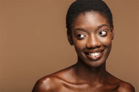 Premium Photo Beauty Portrait Of Young Half Naked African Woman With Short Black Hair Isolated