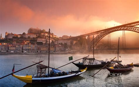 Beach Cityscapes Mist Bridges Portugal Rivers Porto Bing Oporto