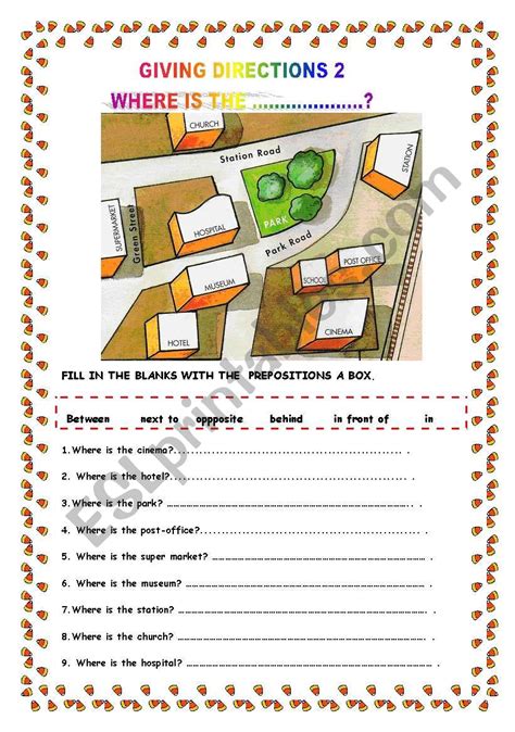 Giving Directions Worksheets