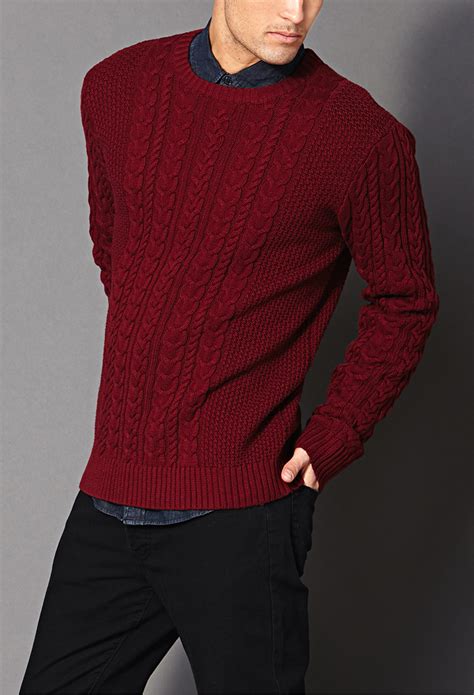Discover our selection of kids clothes in sizes ranging from 12 months to 8 years. Lyst - Forever 21 Chunky Cable Knit Sweater in Red for Men