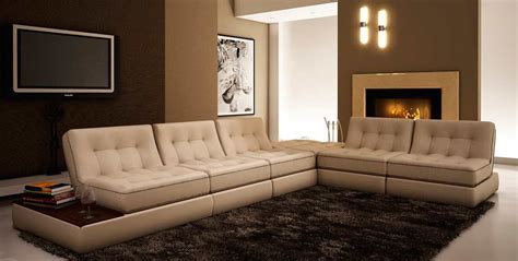 Large selection in black, white brown, red, beige, grey colors. Beige Leather sectional sofa VG055 | Leather Sectionals