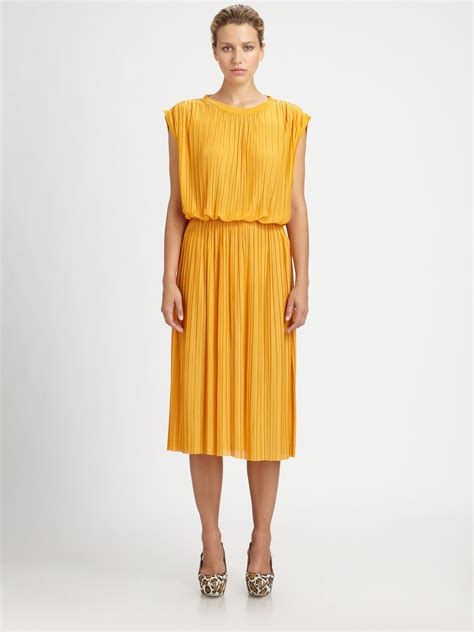 Stella Mccartney Pleated Dress In Yellow Lyst