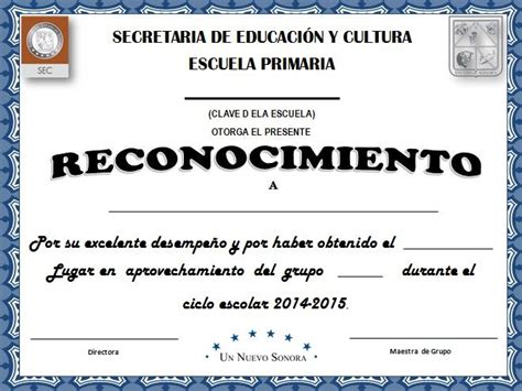 A Certificate With The Words Reconocimentoo Written In Spanish And An
