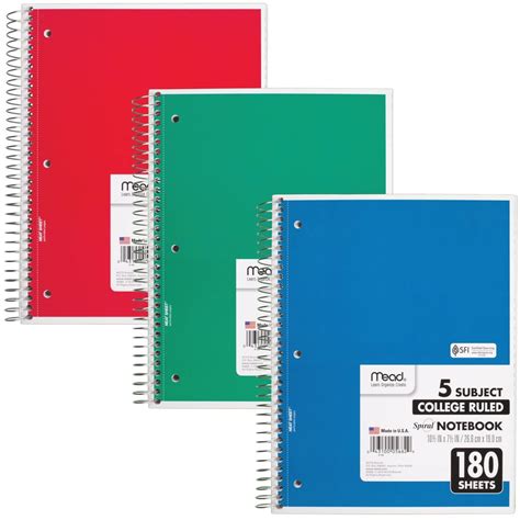 Mead 5 Subject Spiral Notebook