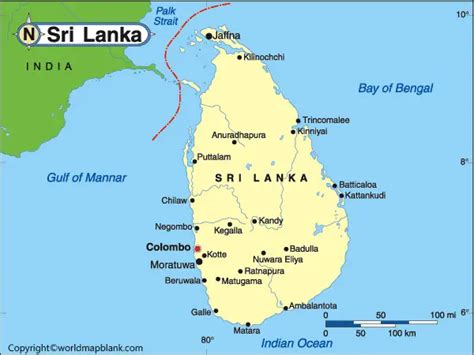 Labeled Map Of Sri Lanka With States Cities And Capital