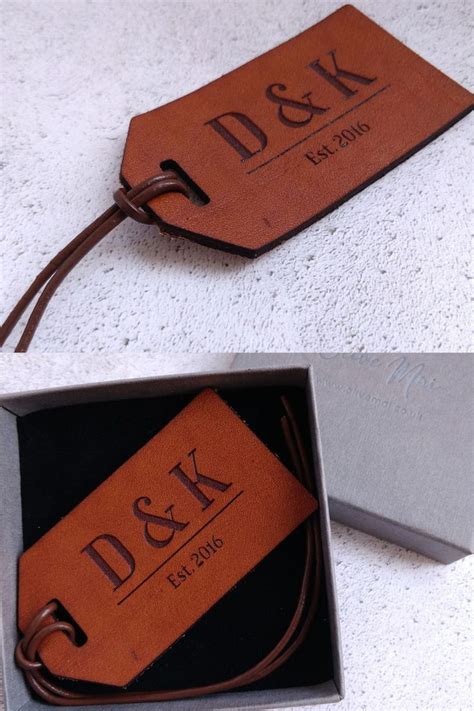 Traditional & modern present ideas Leather Anniversary Luggage Tag, Custom 3 Year Anniversary ...