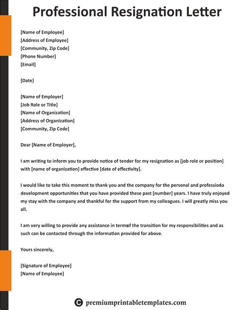 Resignation Letter To Team