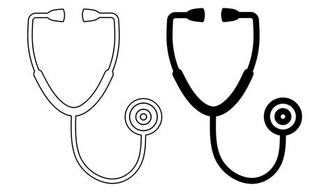 Outline Silhouette Stethoscope Icon Set Isolated On White Background