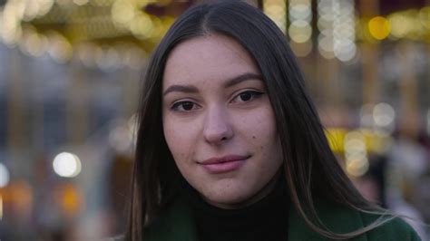 Close Up Portrait Of Charming Caucasian Girl Stock Footage Sbv