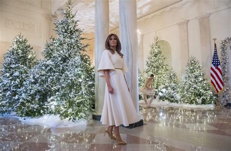 she s like an angel melania trump stuns in dior for unveiling of white house christmas
