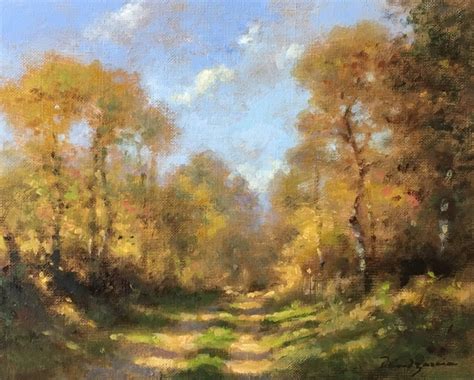 Bought this for a gift for my brother for christmas. David Garcia - Chemin en automne, little oil on canvas ...